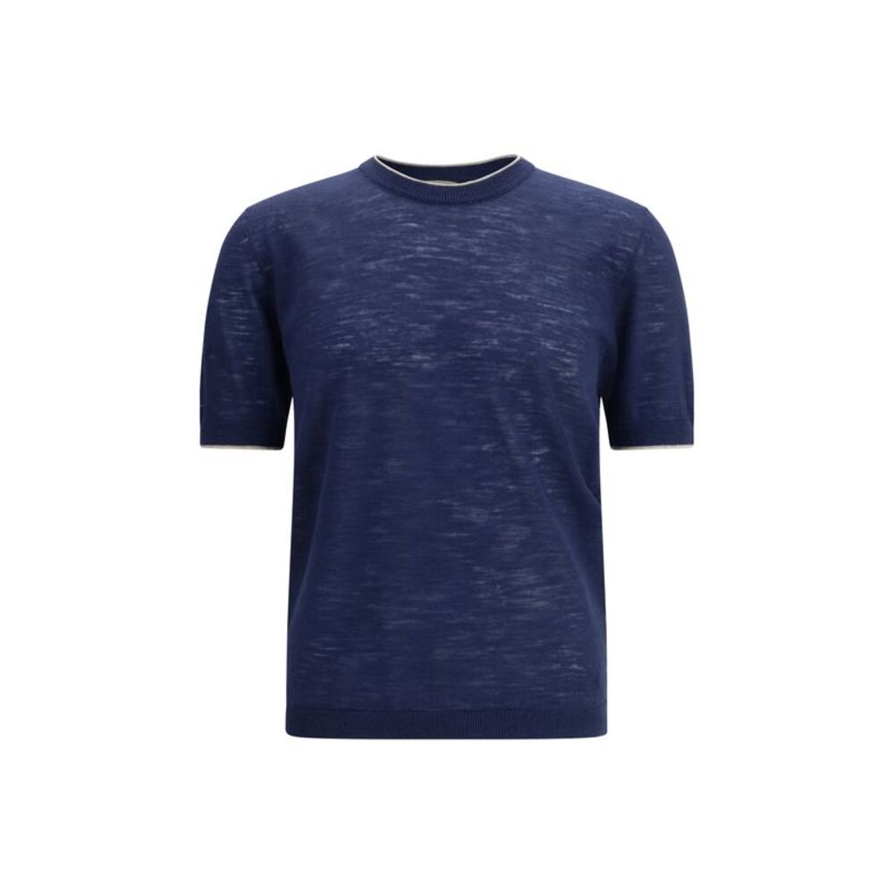 Brooksfield Men Short-Sleeved Linen Blend Shirt